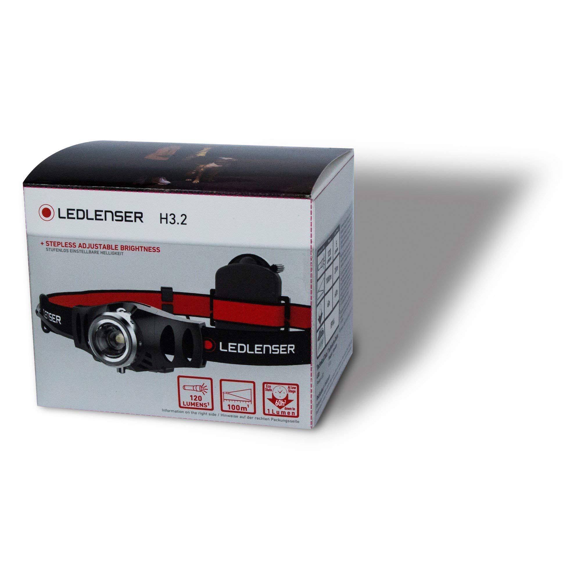 Ledlenser H3.2 Stirnlampe LED, fokussierbar, schwenkbar, 120 Lumen, stufenlos dimmbar, Leuchtweite 100 m, 3xAAA batteriebetrieben, inkl. Batterien, Headlamp, Kopflampe 4