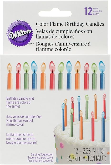 Amazon Com Wilton Color Flame Birthday Candles 2 Inch 12 Pack Vivid Colors 4 Pack Kitchen Dining