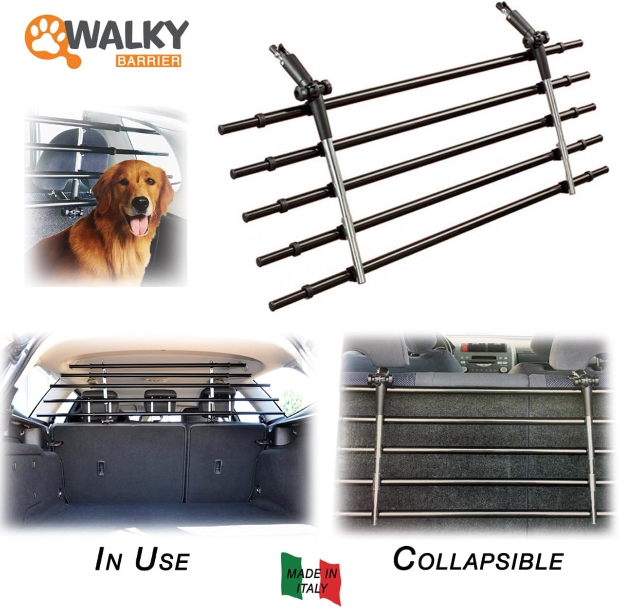 Walky Barrier, Folding, Adjustable Car Barrier for Pet Automotive Safety: Pet Supplies