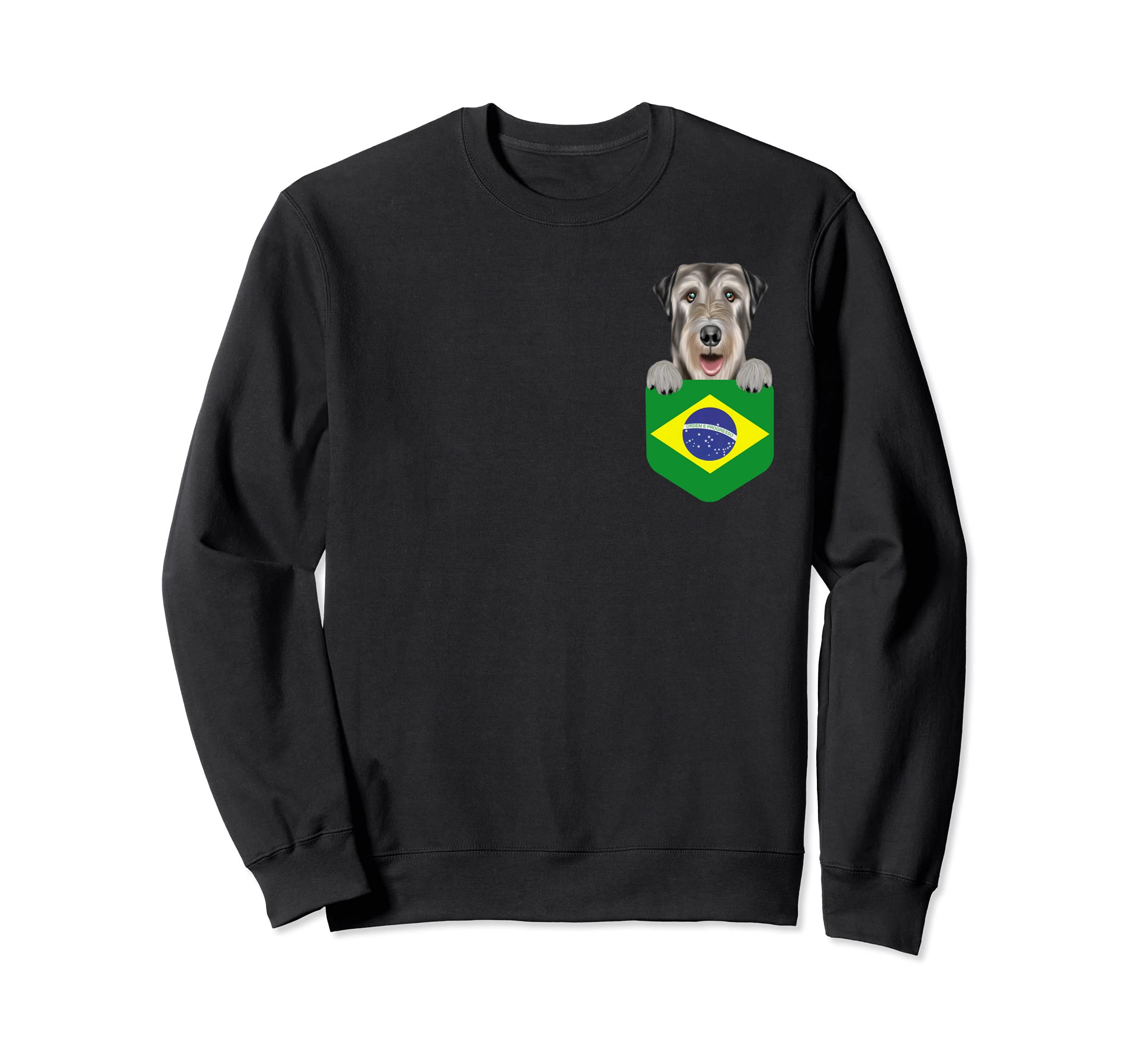 Brazil Flag Irish Wolfhound Dog In Pocket Sweatshirt