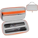 Wireless Microphone Case Compatible with JBL PartyBox Wireless Mic - 2X Digital Wireless Microphones,Protable Mic Travel Bag Storage Box for Receivers,Adapters,AA Batteries,Charger,Grey(Box Only)