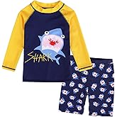AIWUHE Toddler Boys Swimsuit 2 Piece Rash Guard Swimsuits with Swim Trunk Long Sleeve Bathing Suit Sunsuit Swimwear Sets 1-7Y