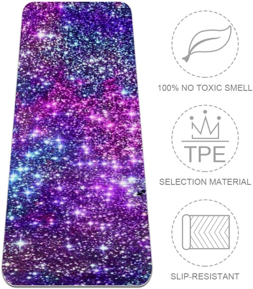 UHUHUH Shiny Starry Sky All-in-One Yoga Mat | Luxury Sweat-Grip Mat/Eco-Friendly Natural Rubber | Best for Yoga, Pilates, Exercise, Workout, Bikram and Hot Yoga