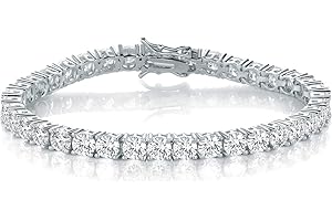GEMSME GMESME 18K White Gold Plated 4.0 Round Cubic Zirconia Classic Tennis Bracelet 6/6.5/7/7.5/8/8.5/9 Inch
