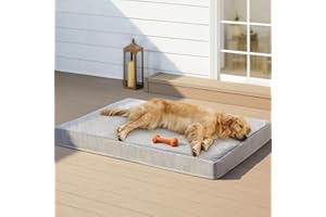 RRPETHOME Indestructible Dog Beds for Large Dogs, Chew Proof Dogs Bed with Orthopedic Egg Foam, Outdoor Waterproof Pet Bed Mat with Washable Cover for Crate Pad and Cages,Extra Large