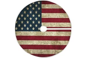 Qilmy 4Th July Independence Day American Flag Christmas Tree Skirt Winter New Year House Decorative Supplies for Memorial Day Holiday Office Gift Tree Base Cover Mat Decorations 35.4inch…