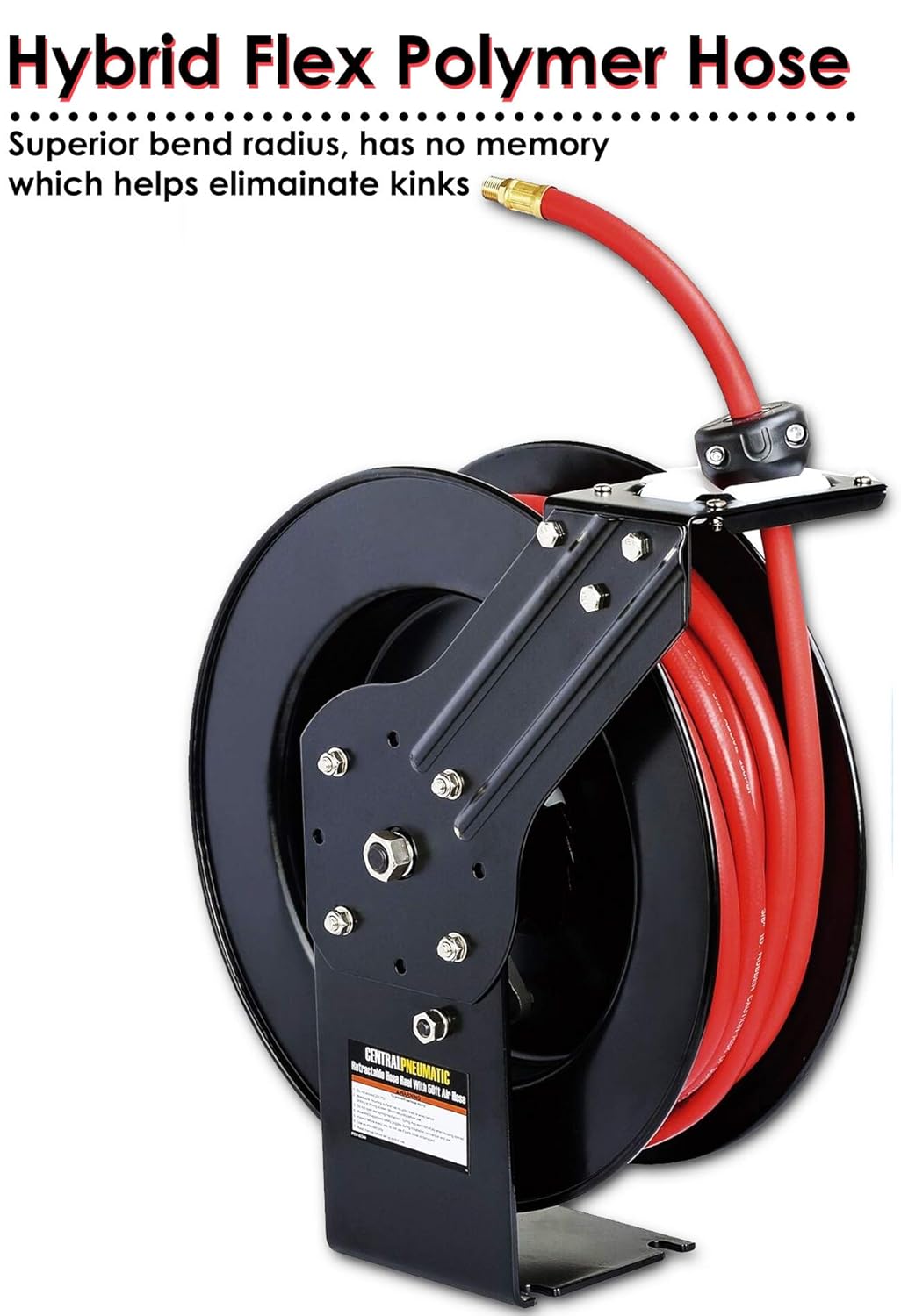 ReelWorks Air Hose Reel Retractable 3/8" Inch x 50' Feet Hybrid Polymer Hose - Image 4