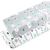 Stretchy Changing Pad Covers for Boys Girls,2 Pack Jersey Knit,Elephant & Whale