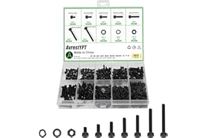AVRESTYPT 800 Pcs M2.5 Metric Screw Assortment Kit Assorted Bolts Nuts and Washers Kit M2.5 x4mm /6mm /8mm /10mm /12mm /16mm /20mm Fully Threaded Assortment Kit Hex Socket Head Cap Screws Bolts Nuts Washers Set
