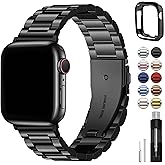 Fullmosa Metal Band Compatible with Apple Watch Bands 41mm 40mm 38mm 46mm 49mm 45mm 44mm 42mm, iWatch Band with Case for Apple Watch Series 11 10 9 8 7 6 5 4 3 2 1 SE3/2/1 Ultra3/2/1, 38mm 40mm 41mm Black