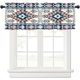 LOMADIA Aztec Valance Curtain for Kitchen, Window Treatment Southwestern Ethnic Aztec Tribal Bohemian Patterm Rod Pocket Drapes for Living Room Bedroom Cafe Decor 54x18inch
