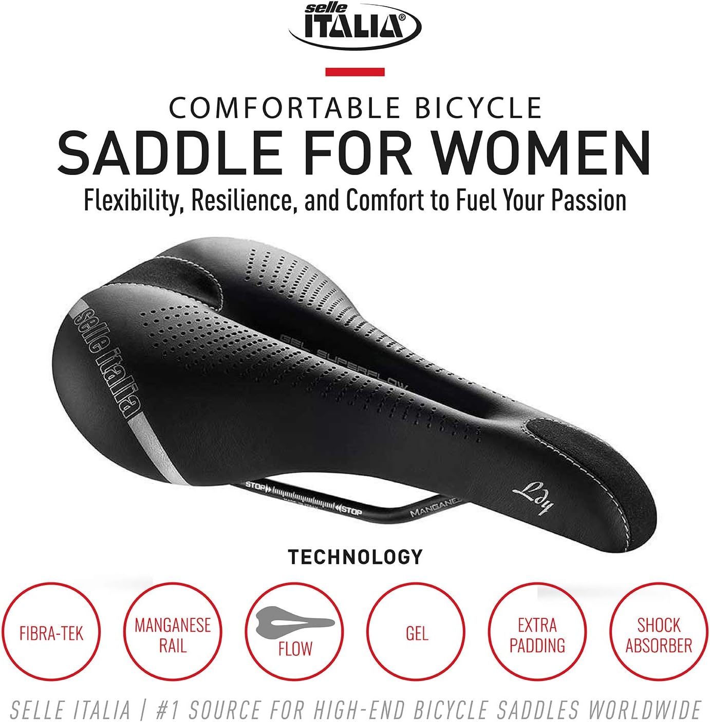 SELLEITA LADY Saddle 160x262mm (L2) Gel Superflow Black, Standard - Image 3