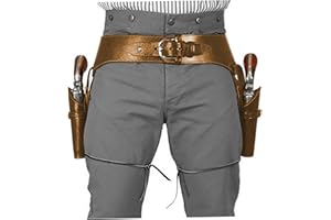 Cowboy Gun Belt PU Western Belt with Double Gun Revolver Holder, One Size Western Belts for Men, Steampunk Costume for Hallow