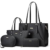 Women Fashion Synthetic Leather Handbags Tote Bag Shoulder Bag Top Handle Satchel Purse Set 4pcs