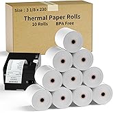 CLASSY Thermal Paper 3 1/8 x 230ft, 10 Rolls Receipt Paper for Cash Registers Printer, ATM Machine,Compatible with Wide Range of POS Systems for Small Business