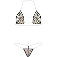 Oneheekini Women Sexy Leopard Mini Micro Bikini g String Sheer Bathing Suit Set…