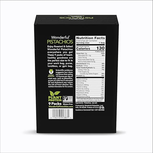 WONDERFUL PISTACHIOS IN SHELL, ROASTED & SALTED NUTS, 1.5 OUNCE BAG (PACK OF 9), PROTEIN SNACKS, ON-THE-GO, INDIVIDUALLY WRAPPED HEALTHY SNACKS FOR ADULTS