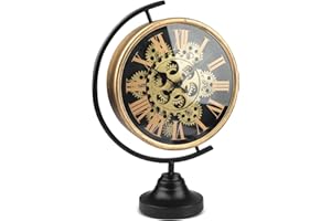 TOSTOG Moving Gear Clock Battery Operated Rustic,Vintage Clocks Metal Industrial Farmhouse Retro Clock