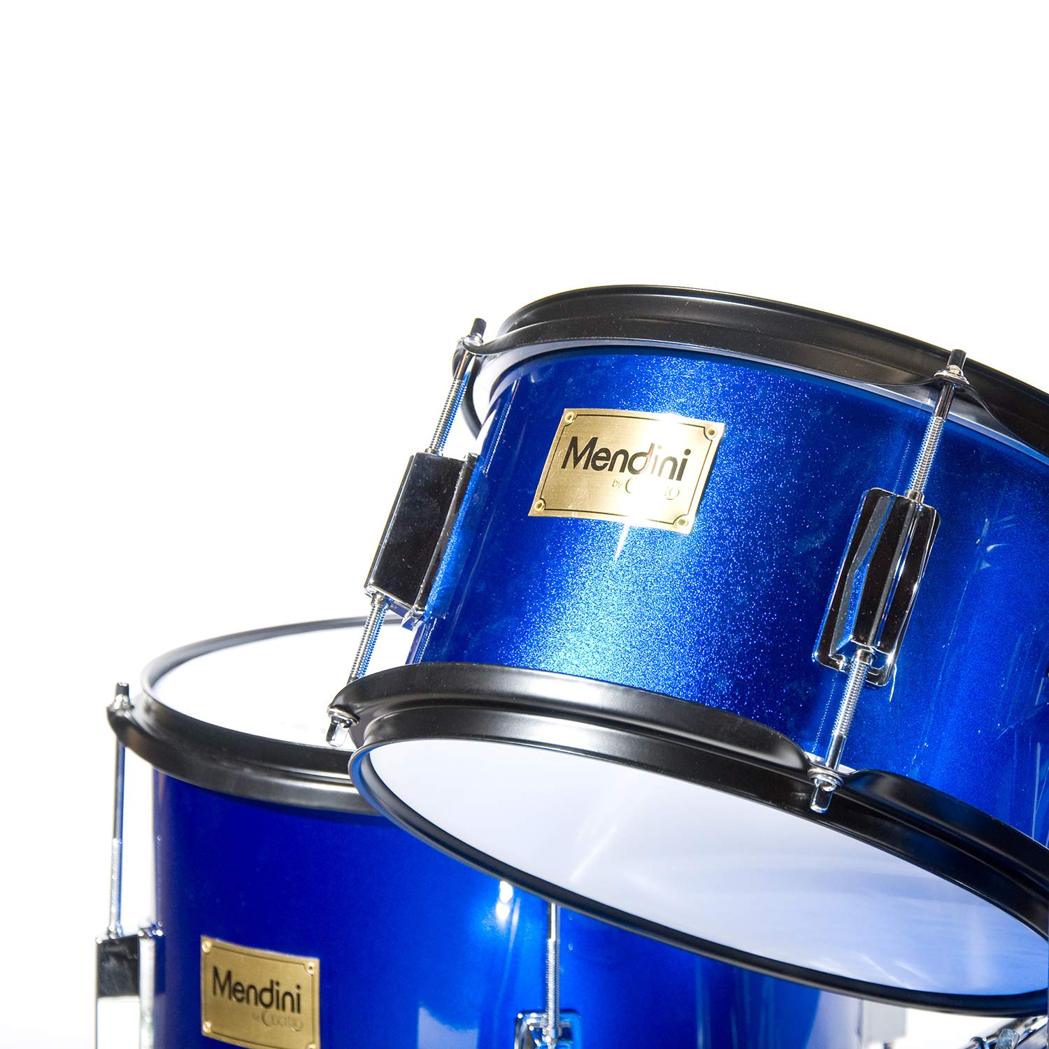 Mendini by Cecilio 16 inch 5-Piece Complete Kids/Junior Drum Set with Adjustable Throne, Cymbal, Pedal & Drumsticks, Metallic Blue, MJDS-5-BL