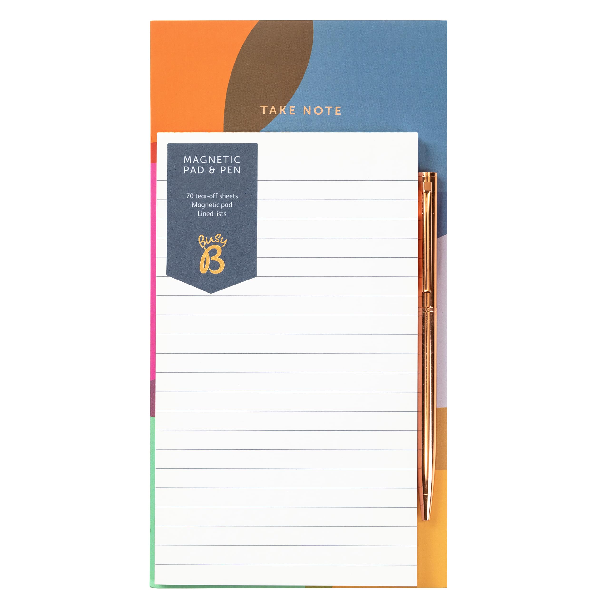 Busy B Magnetic Pad & Pen in Spot with 70 Tear-off Sheets, Magnetic Pad and Pen and Lined Lists