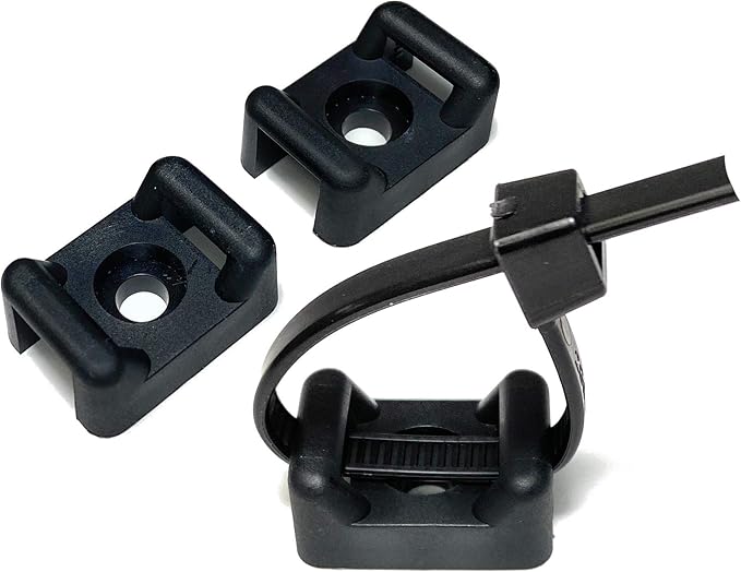 Black Nylon Screw Mount Cable Tie Base Cradle (50, 4.8mm, Screw M3
