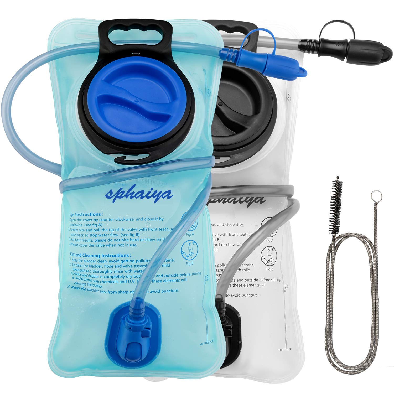 Hydration Bladder 2L-3L Water Storage Bag Reservoir,Military Hydration Pack Replacement for Hiking Biking Climbing Cycling Running Camping Backpack with Clean Flexible Brush (2L-Blue+White)