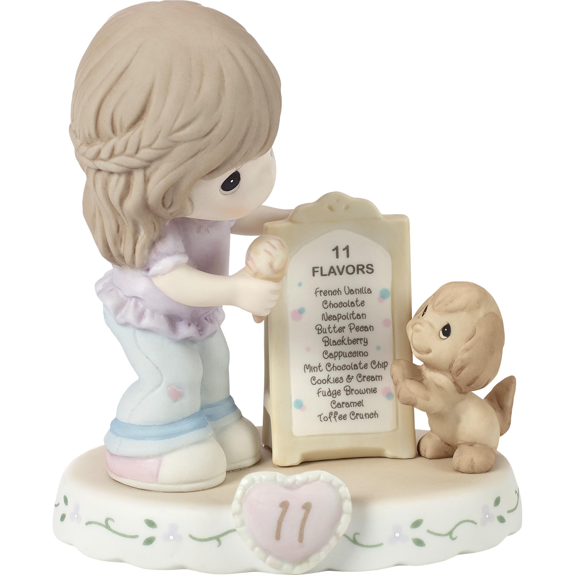 Precious Moments, Growing In Grace, Age 11, Bisque Porcelain Figurine, Brunette Girl, 154038B