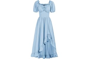 Scarlet Darkness Renaissance Dress Women Cottagecore Corset Dress Ruffle Maxi Dress with Pockets