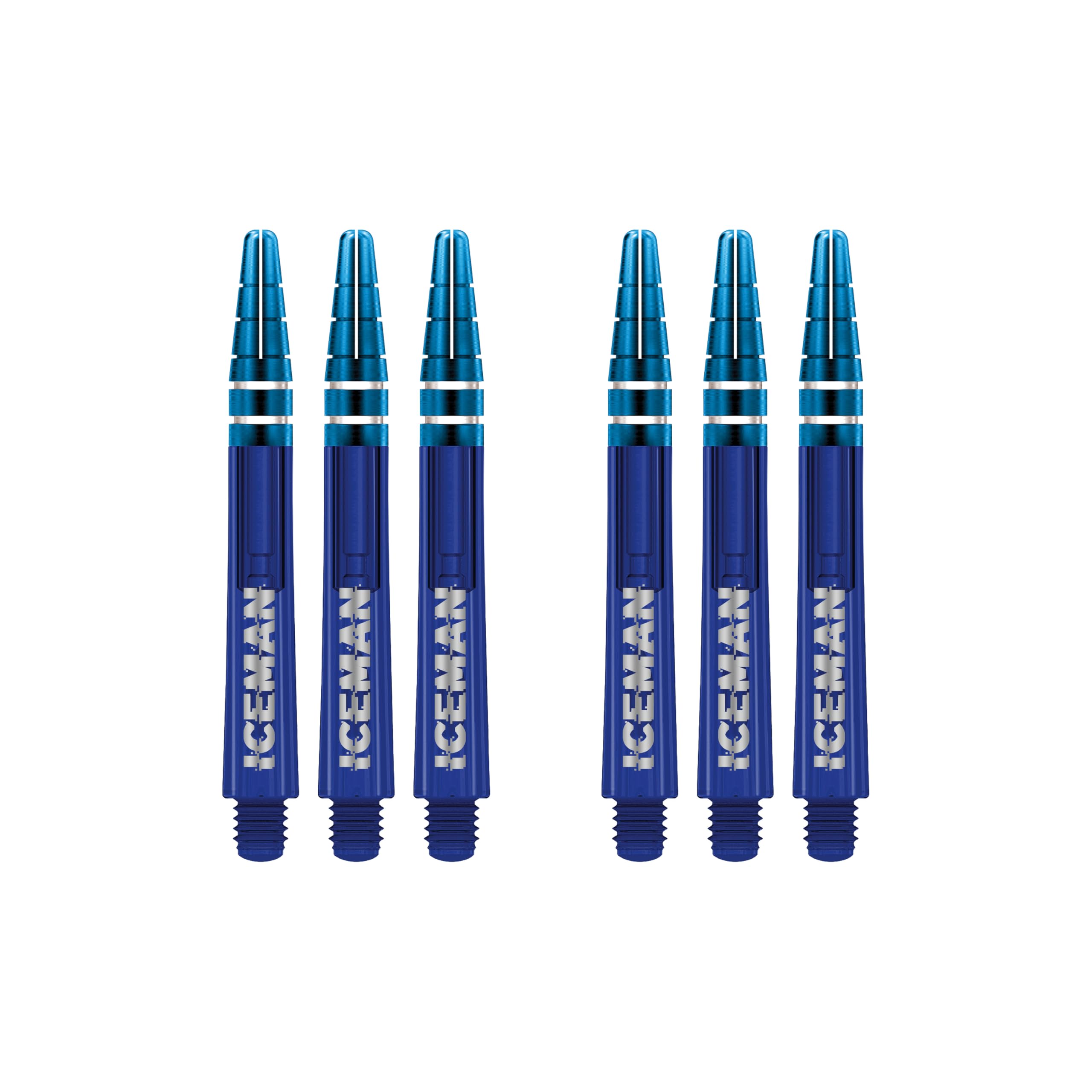 RED DRAGON Gerwyn Price Nitrotech Blue with a Blue Top Short Dart Shafts - 2 sets per pack (6 shafts in total)