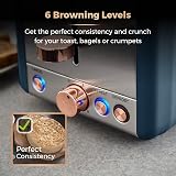 Tower Cavaletto 2-Slice Toaster Defrost Reheat 850W Midnight Blue Rose Gold view 4