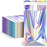 FUNFERY 4x6 inch Holographic Self Sealing Adhesive Mylar Poly Mailers,Small Shipping Bags Envelopes,Little Cute Packages Bag for Jewelry,Sample,Small Business Supplies-50 Pack