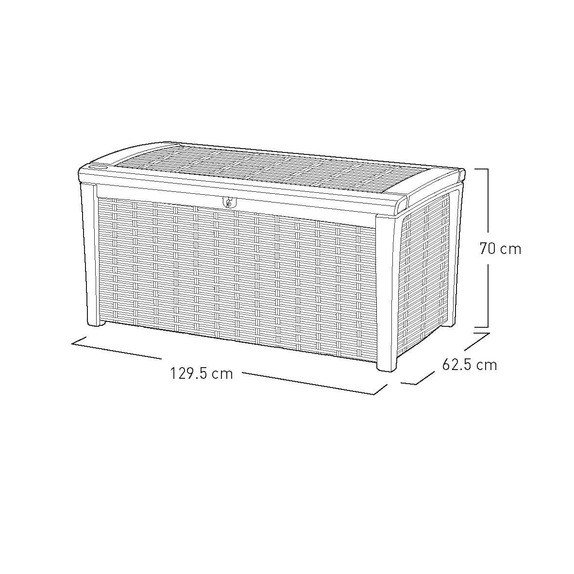 Keter Borneo Outdoor Plastic Storage Box Garden Furniture, Brown, 129.5
