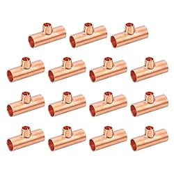 uxcell 5Pcs 3/8" x 1/4" x 3/8" Copper Reducing Tee
