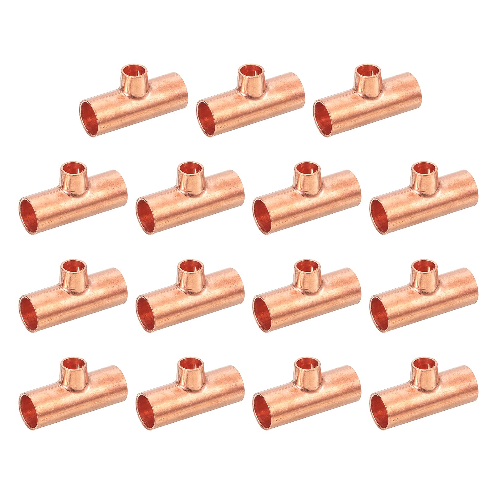 uxcell 5Pcs 3/8" x 1/4" x 3/8" Copper Reducing Tee