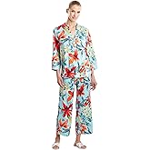 N Natori womens Tropical Breeze - Satin Long Sleeve Pj Length 25" Inseam 26"