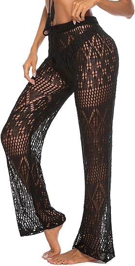 Beach cover up pants black Clearance