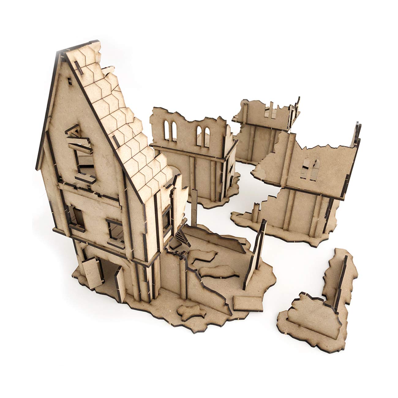 PWORK WARGAMES Medieval Lost Burg 01 - medieval city scenery scenery set for miniatures in scale 28mm / 35mm - tabletop miniatures wargame 3D scenery terrain - MDF 3mm