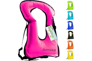 JURMICKEY Inflatable Snorkel Vest Adults, Portable Snorkel Jacket, Buoyancy Vest for Snorkeling, Swimming, Kayaking, Boating, Safety Load Up to 220 Ibs