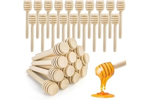 Lawei 100 Pack Mini Wooden Honey Dipper Sticks - 3 Inch Honey Dippers Server for Honey Dispense Drizzle Honey and Wedding Par