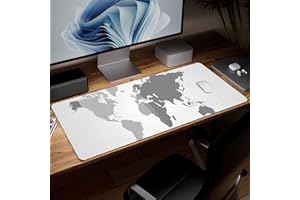 Leather Map Desk Pad, Colorful Art Mouse Pad Large Computer Keyboard Gaming Mousepad Waterproof Desktop Protector & Cover, De