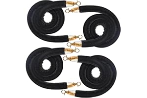 JLXMAXLJ 4PCS Black Velvet Stanchion Rope 5 Ft Crowd Control Ropes Barrier with Gold Hooks for Party