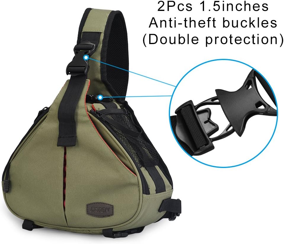 CADeN Camera Bag Sling Backpack Camera Case Waterproof with Rain Cover Tripod Holder, Compatible for DSLR/SLR Mirrorless Cameras (Canon Nikon Sony Pentax) and Accessories Green : Camera & Photo