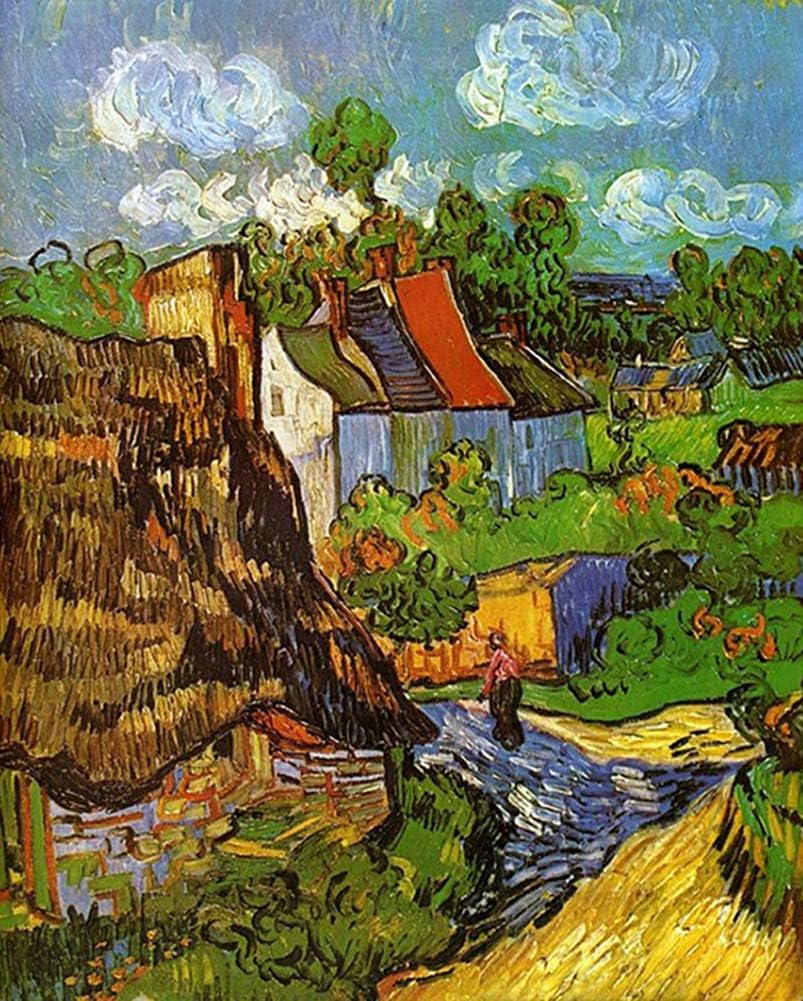 DIY Fabric Decorating Kits, ABEUTY Paint by Numbers Van Gogh-Oise House 16x20 inches Number Painting Wall Art