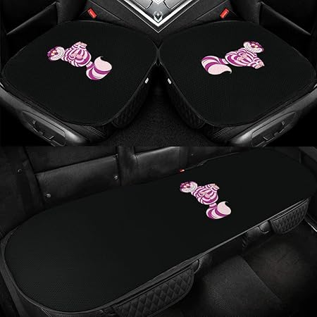 Amazon 車の座布団 不思議の国 チェシャ猫 シートカバーセット 座席シート 冷感座布団 アイスシルククールカー シートクッション 通気性抜群 車ざぶとん 滑り止め付き 低反発 前座席用2枚 後部座席用1枚カーシート シートクッション 車 バイク