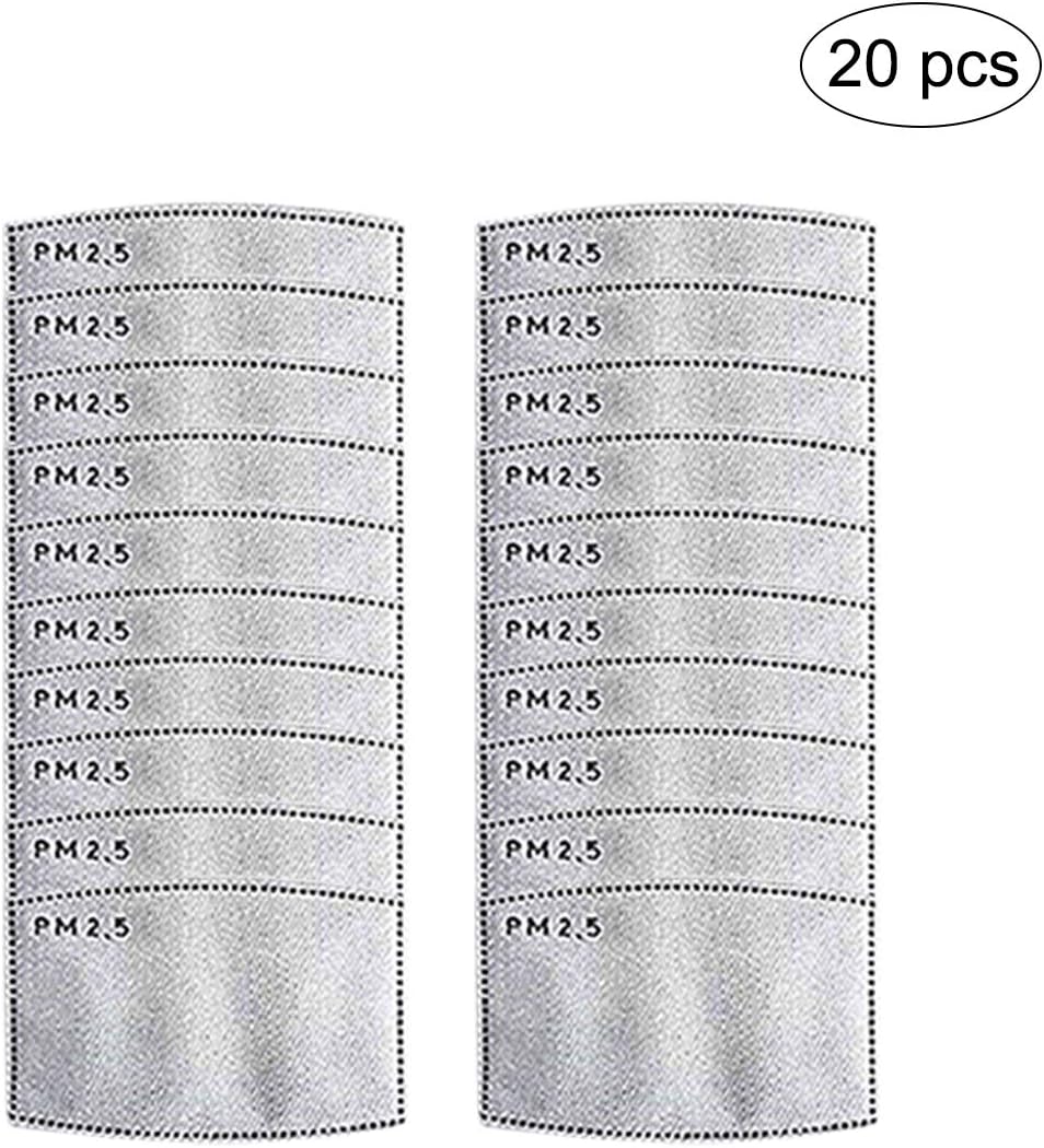 Adults Anti PM2.5 Activated Carbon Filter Replaceable Mouth Mask Filter Breathing Insert for Men Women (20 pcs)