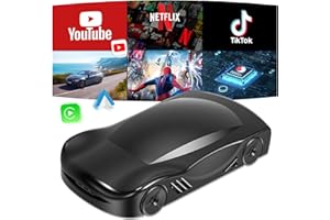 Mipeggy Wireless Carplay Adapter with Netflix YouTube TikTok, Wireless Carplay&Android Auto Wireless Adapter for Cars with OEM Wired CarPlay, CarPlay Ai Box,Plug&Play, MirrorLink, TF Card, Easy Setup
