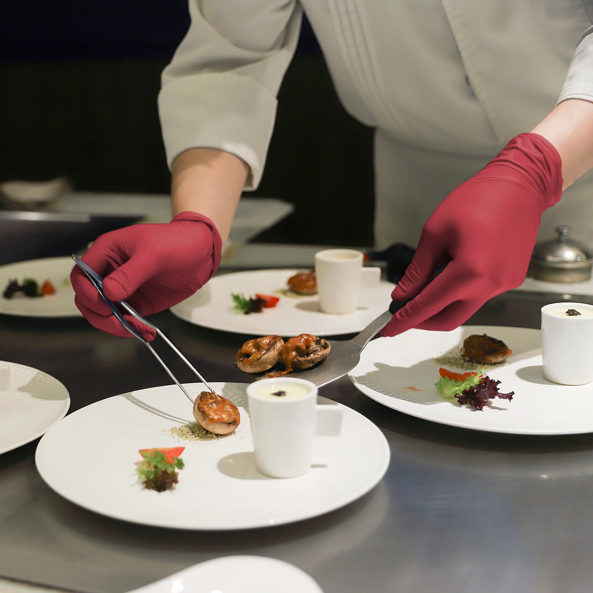 SwiftGrip Disposable Nitrile Exam Gloves, Medium, Box of 100, Burgundy, Latex-Free, Powder-Free, 3mil, Medical Grade, Food Safe, Non Sterile