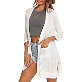 LYHNMW Women's Cardigan Casual 3/4 Sleeve or Long Sleeve Lightweight Open Front Long Knited Cardigan with Pocket