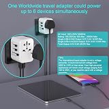 Diswoe Universal Travel Adapter with 2 USB A and 3 USB C Ports view 3