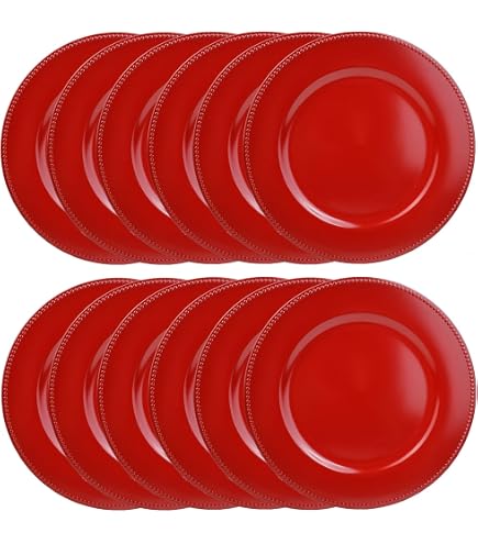 ChargeIt By Jay 14" Round Aristocrat Charger Plate - Red Melamine Decorative Plate For Table Settings